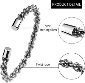 img 2 attached to 📿 S999 Sterling Silver Twist Rope Vintage Bangle - UHIBROS Cuff Bracelet for Enhanced SEO