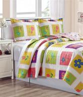 🏠 home & main lily patch 3 piece set: reversible children's bedspread with 2 pillow shams - premium kids bedding, ultra soft microfiber bed set (twin) logo