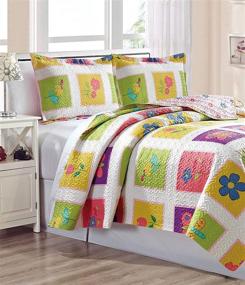 img 4 attached to 🏠 Home & Main Lily Patch 3 Piece Set: Reversible Children's Bedspread with 2 Pillow Shams - Premium Kids Bedding, Ultra Soft Microfiber Bed Set (Twin)