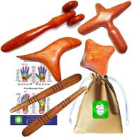 🌿 lungcha traditional thai wooden stick massage tool for full body acupressure, reflexology, gua sha therapy - body, foot, hand, head, face, nose, neck, back, and waist massage (set of 5) logo