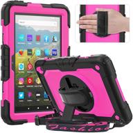 📚 timecity case for kindle fire hd 8/hd 8 plus (2020 release) – heavy duty with screen protector, kickstand, hand & shoulder strap-rose logo