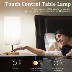 img 3 attached to 🌟 GLUROO Touch Control Table Lamp Set of 2: 3 Color Temperatures, Stepless Brightness, USB Charging, Nightstand Lamps for Living Room, Bedroom, Office - Includes Bulbs and Adapter