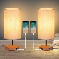 🌟 gluroo touch control table lamp set of 2: 3 color temperatures, stepless brightness, usb charging, nightstand lamps for living room, bedroom, office - includes bulbs and adapter логотип