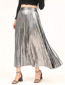 img 2 attached to 💃 Stunning INDJXND Sequin Pleated Midi Skirts: Holiday Flowy Metallic Tulle Sparkle Maxi Skirt for Women (Plus Size)