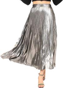 img 3 attached to 💃 Stunning INDJXND Sequin Pleated Midi Skirts: Holiday Flowy Metallic Tulle Sparkle Maxi Skirt for Women (Plus Size)