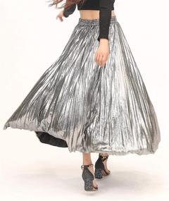 img 1 attached to 💃 Stunning INDJXND Sequin Pleated Midi Skirts: Holiday Flowy Metallic Tulle Sparkle Maxi Skirt for Women (Plus Size)