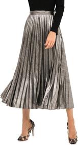 img 4 attached to 💃 Stunning INDJXND Sequin Pleated Midi Skirts: Holiday Flowy Metallic Tulle Sparkle Maxi Skirt for Women (Plus Size)