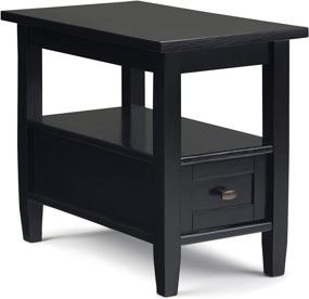 img 3 attached to 🌲 SimpliHome Warm Shaker 14 inch Wide Black Solid Wood Side Table - Rustic Contemporary Design with Storage