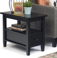 🌲 simplihome warm shaker 14 inch wide black solid wood side table - rustic contemporary design with storage logo