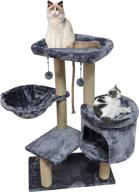 🐱 youpet fashion design cat tree: grey cat condo hammock with two replacement hanging balls logo