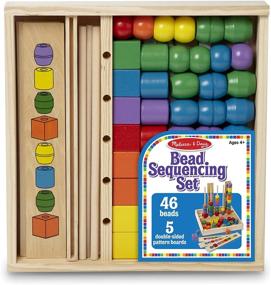 img 1 attached to Melissa & Doug Bead Sequencing Set - 46 Wooden Beads, 5 Double-Sided Pattern Boards