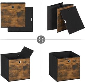 img 1 attached to 📦 SONGMICS Foldable Storage Organizer Boxes, Set of 6 - 11.8 x 11.8 x 11.8 Inches - Rustic Brown and Black - Clothes Organizer, Toy Bins - Non-Woven Fabric, Oxford Fabric - URFB102B01