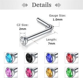 img 1 attached to Zolure Stainless Steel Nose Stud Nose Rings - Elegant 💎 CZ L Shape Nose Studs for Stylish Womens and Mens Piercing Jewelry