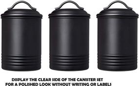 img 2 attached to 🍴 Set of 3 Black Steelware Central Kitchen Canisters with Lids - Ideal for Sugar, Coffee, Tea and Food Storage