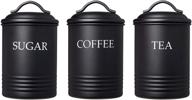 🍴 set of 3 black steelware central kitchen canisters with lids - ideal for sugar, coffee, tea and food storage логотип