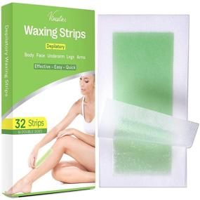 img 4 attached to Wax Strips Hair Removal Kit for Women - 32 Count Large Size Strips, Ideal for Arms, Legs, Brazilian, and Bikini