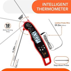 img 1 attached to Befano Instant Read Meat Thermometer - Digital Thermometer for Grilling, Oven, Kitchen, Cooking, BBQ - Waterproof, Backlit, Ideal for Candy, Jam, Milk