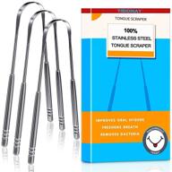 🦷 medical grade tongue scraper pack for bad breath elimination & oral hygiene - stainless steel tongue cleaner (3 pack-new edition) logo