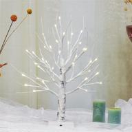 🎄 brightdeco lighted birch tree 18" h 36 led artificial bonsai lamp money tree - ideal indoor home décor for festive occasions like halloween, thanksgiving, christmas, easter, weddings & parties - stunning white design logo