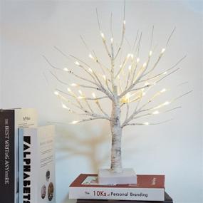 img 3 attached to 🎄 Brightdeco Lighted Birch Tree 18" H 36 LED Artificial Bonsai Lamp Money Tree - Ideal Indoor Home Décor for Festive Occasions like Halloween, Thanksgiving, Christmas, Easter, Weddings & Parties - Stunning White Design