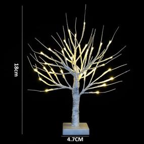 img 1 attached to 🎄 Brightdeco Lighted Birch Tree 18" H 36 LED Artificial Bonsai Lamp Money Tree - Ideal Indoor Home Décor for Festive Occasions like Halloween, Thanksgiving, Christmas, Easter, Weddings & Parties - Stunning White Design