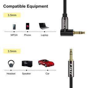 img 1 attached to 🎧 J&D 3.5mm Stereo Audio Aux Jack to Jack Gold Plated Cable 90 Degree Right Angle - 15 Feet - Compatible with iPhone, Galaxy, Speakers, and More
