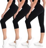 🩳 yeug 3 pack high waist capri leggings: soft yoga pants for women's workout, athletic running logo