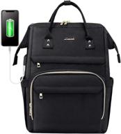 🎒 stylish 17-inch laptop backpack for women - ideal travel & work bag with usb port, black design logo