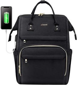 img 4 attached to 🎒 Stylish 17-Inch Laptop Backpack for Women - Ideal Travel & Work Bag with USB Port, Black Design