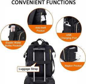 img 2 attached to 🎒 Stylish 17-Inch Laptop Backpack for Women - Ideal Travel & Work Bag with USB Port, Black Design