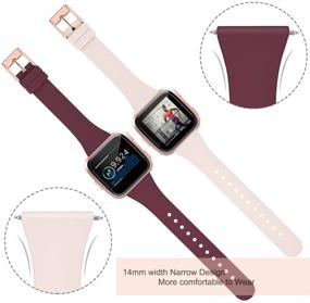 img 2 attached to 📱 Versa Silicone Slim Bands - Narrow & Thin Sport Wristbands with Metal Buckle for Women/Men, Compatible with Fitbit Versa 2/Versa/Versa Lite/Versa SE