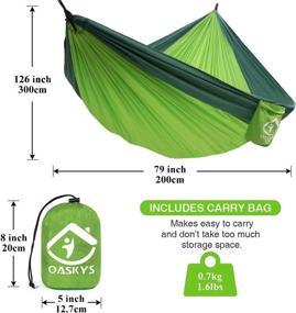 img 3 attached to 🏕️ Double Camping Hammock with 2 Tree Straps - Portable Lightweight Nylon Parachute for Backpacking, Travel, Beach, Yard and Outdoor Survival (Green)