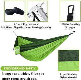 img 1 attached to 🏕️ Double Camping Hammock with 2 Tree Straps - Portable Lightweight Nylon Parachute for Backpacking, Travel, Beach, Yard and Outdoor Survival (Green)