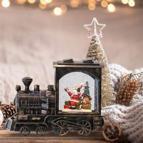 img 2 attached to 🎅 DRomance Christmas Musical Snow Globe Lantern with Timer, Santa Lighted Snow Globe Train Spinning Water Swirling Glitter Christmas Decoration Gifts (10.6 x 4.3 x 8.3 Inches)