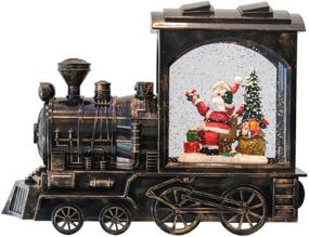 img 4 attached to 🎅 DRomance Christmas Musical Snow Globe Lantern with Timer, Santa Lighted Snow Globe Train Spinning Water Swirling Glitter Christmas Decoration Gifts (10.6 x 4.3 x 8.3 Inches)