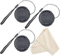waka unique design lens cap bundle: 3 pcs 55mm center pinch lens cap and cap keeper leash for canon nikon sony dslr camera + microfiber cleaning cloth - ultimate protection and cleaning solution logo