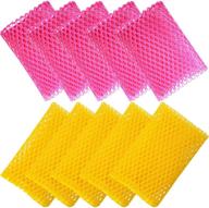 🧽 olivia tree 10pcs dish wash net: dish washing sponges, scrubbers, wash cloths, rags, brush & scrubbing sponge set (pink5, yellow5) logo