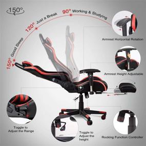 img 2 attached to 🎮 Red AA Products Gaming Chair - High Back Ergonomic Computer Racing Chair with Adjustable Office Chair, Footrest, Lumbar Support, and Swivel Functionality