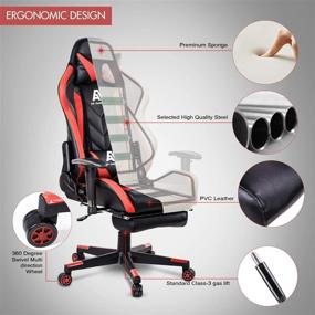 img 1 attached to 🎮 Red AA Products Gaming Chair - High Back Ergonomic Computer Racing Chair with Adjustable Office Chair, Footrest, Lumbar Support, and Swivel Functionality