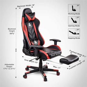 img 3 attached to 🎮 Red AA Products Gaming Chair - High Back Ergonomic Computer Racing Chair with Adjustable Office Chair, Footrest, Lumbar Support, and Swivel Functionality