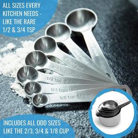 img 2 attached to 🥄 Premium Stainless Steel Measuring Cups and Spoons Set of 16 - Includes 7 Cups, 7 Spoons, Conversion Chart, and Leveler - High-Quality Metal Measuring Spoons and Cups for Dry and Liquid Ingredients