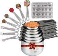 🥄 premium stainless steel measuring cups and spoons set of 16 - includes 7 cups, 7 spoons, conversion chart, and leveler - high-quality metal measuring spoons and cups for dry and liquid ingredients logo