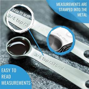 img 1 attached to 🥄 Premium Stainless Steel Measuring Cups and Spoons Set of 16 - Includes 7 Cups, 7 Spoons, Conversion Chart, and Leveler - High-Quality Metal Measuring Spoons and Cups for Dry and Liquid Ingredients