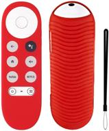 rean bright red remote cover for new chromecast with google tv 2020 control - silicone case skin with lanyard | google2020-case-rd logo