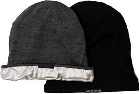 img 4 attached to Grace Eleyae GE Women's Satin Lined Sleep Cap Slap 🎀 Beanie Hair Care Hat, 2-Pack: Protect and Pamper Your Hair with Style