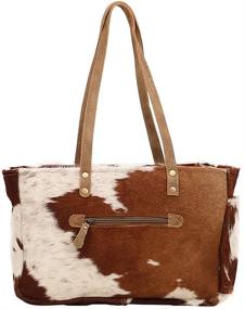 img 1 attached to 👜 Роскошная сумочка из переработанного холста и коровьей кожи Fawn & White S-1453 коричневого цвета от Myra Bag