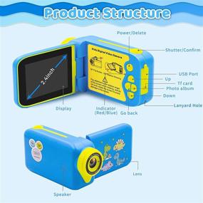 img 3 attached to 📷 WJLING Kids Camera: 1080P FHD Digital, 270° Rotation, 32GB SD Card, 2.4" Screen - Age 3-8, Blue