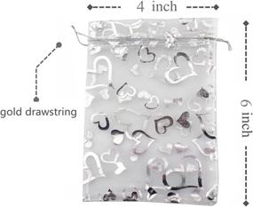 img 3 attached to 💖 White Heart Organza Favor Bags with Drawstring - Pack of 100 - Wedding Candy Pouches