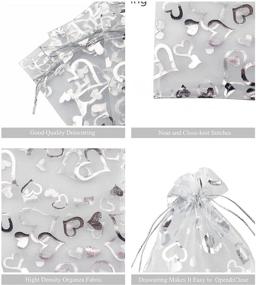 img 1 attached to 💖 White Heart Organza Favor Bags with Drawstring - Pack of 100 - Wedding Candy Pouches