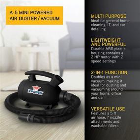img 3 attached to 💨 XPOWER A-5 Mini Powered Air Duster Vacuum - Multifunctional & Sleek Black Finish